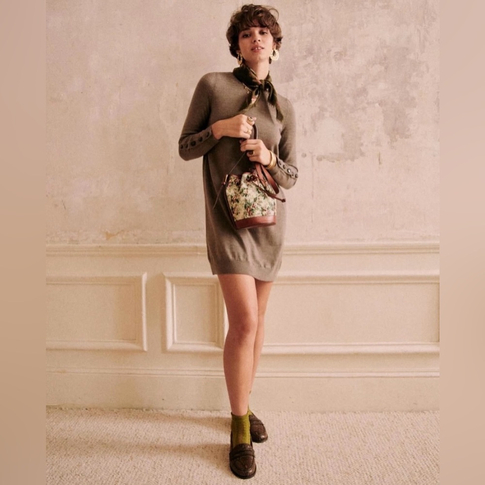 Sezane Paola Dress Dark Taupe - Size L